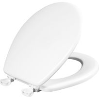 Mayfair By Bemis Round Enameled Wood Toilet Seat in White with Easy  Clean Hinge, 44EC-000/44, White