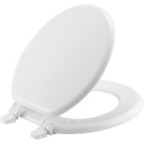 Mayfair By Bemis Round Enameled Wood Toilet Seat in White with Top-Tite Hinge, 66TT-000, White