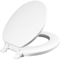 Mayfair By Bemis Round Soft Toilet Seat in White with Solid Plastic Core with Top-Tite Hinge, 11-000/11A-0, White