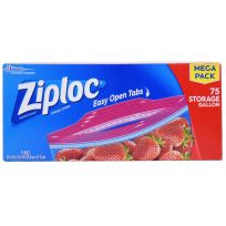 Ziploc Food Storage Bags with New Grip 'n Seal Technology, 75-Count, 70954, 1 Gallon