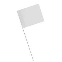 Blackburn Vinyl Flag with 30 IN Wire Staff, White, 25-Pack, 230W, 2.5 IN x 3.5 IN
