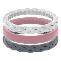 Groove Life Serenity Stackable, Grey / White / Pink, R9-112-08, Ring Size 8