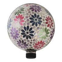 Alpine Mosaic Gazing Globe with Colorful Daisy Design, HGY426