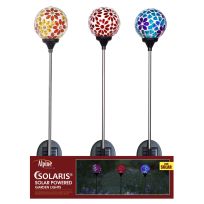 Alpine Solar Glass Mosaic Daisy Garden Stake with LEDs, Assorted Colors, QLP1396ABB