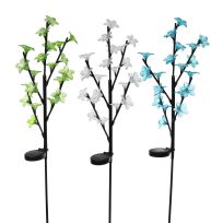 Alpine Solar Powered Branch with 20 Flowers & LED Lights Garden Stake, Assorted Colors, QLP800A-TM