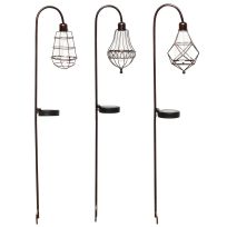Alpine Solar Powered Edison Bulb Garden Stake with LED String Lights, Assorted Styles, QLP875A