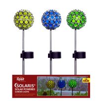 Alpine Solar Ball Garden Stake with  LED Light, Assorted Colors, SKY212ABB
