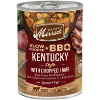 Merrick Grain Free Wet Dog Food Slow-Cooked BBQ Kentucky Style with Chopped Lamb, 8284093, 12.7 OZ Can