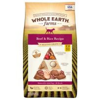 Whole Earth Farms Healthy Grains Dry Dog Food, Beef and Rice Recipe, 8863427, 37 LB Bag