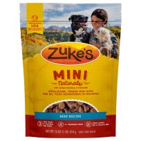 Zukes Mini Naturals Dog Training Treats Beef Recipe, Soft Dog Treats, 3330601, 16 OZ Pouch