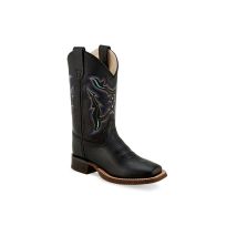Old West Boy's Leather Western Multi-Stitch Cowboy Boots