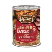 Merrick Grain Free Wet Dog Food Slow-Cooked BBQ Kansas City Style with Chopped Pork, 493-282-15, 12.7 OZ Can