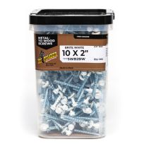 BIG TIMBER® Brite White WT01 Woodbinder Screw, 1/4 Drive, 500-Count Bucket, WB2BW-500, #10 x 2 IN