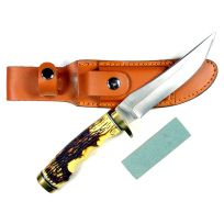 Ruko Fixed Blade Hunting Knife, Delrin Simulated Deer Horn Handle, 5 IN, RUK0080-CS