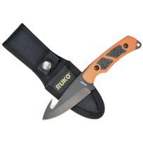 Ruko 3-1/4 IN Fixed Blade Skinning knife, Blaze Orange Handle, RUK0105BZ-CS
