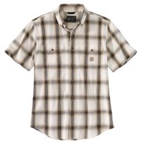 Carhartt Men's Loose Fit Mid-Weight Chambray Short-Sleeve Plaid Shirt