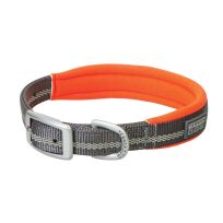 Terrain D.O.G. Reflective Neoprene Lined Dog Collar, 07007-12-15-77, Gray / Orange, 15 IN