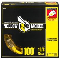 Yellow Jacket 2806 10/3 Heavy-Duty 15-Amp Premium SJTW Contractor Extension Cord with Lighted End, 2806, Yellow, 100 FT