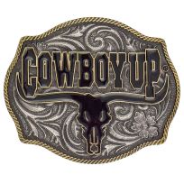 Montana Silversmiths Cowboy Ip Says the Bull Two-Tone Attitude Belt Buckle, A354