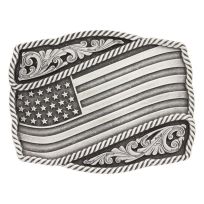 Montana Silversmiths Waving American Flag Attitude Belt Buckle, A590S