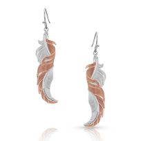 Montana Silversmiths Twisted Rose Feather Earrings, ER4579RG