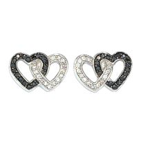Montana Silversmiths Black Crystal Double Heart Earrings, ER61505BK