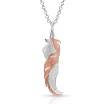 Montana Silversmiths Twisted Rose Feather Necklace, NC4579RG