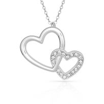 Montana Silversmiths Double Heart With Crystal Necklace, NC61120