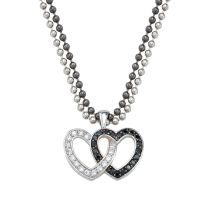 Montana Silversmiths Crystal and Black Double Heart Pentant Necklace, NC61505BK
