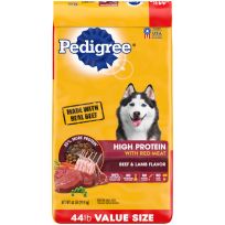 Pedigree High Protein Adult Dry Dog, Food Beef and Lamb Flavor Dog Kibble, 14332, 44 LB Bag