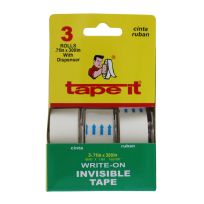Tape-It Write-On Invisible Tape with Dispenser, 3-Pack, IV3300-FD