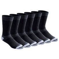 Dickies DRI-TECH Crew Socks, 6-Pack, I611010-001, Black, 10 - 13