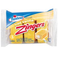 Hostess Iced Vanilla ZINGERS Single Serve, 3-Count, 011, 3.81 OZ