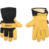 Kinco Lined Grain Deerskin Palm with Safety Cuff, 1937-M, Black, Medium