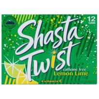 Shasta Twist Caffeine Free Lemon Lime, 12-Pack, 01021265, 12 OZ