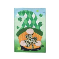 Evergreen St. Patrick's Patterned Gnome Garden Burlap Flag, 14B10179