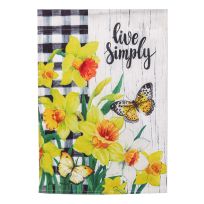 Evergreen Spring Daffodils Inspirational Check Garden Strie Flag, 14T10168