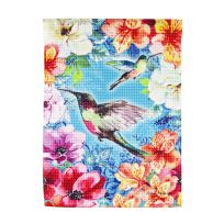 Evergreen Bright Flowers and Hummingbirds Garden Waffle Flag, 14W10339