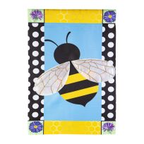 Evergreen Bee with a Border Garden Applique Flag, 169256SA