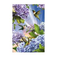 Evergreen Hummingbirds and Hydrangeas Garden Suede Flag, 14S9664