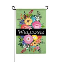 Evergreen Spring Floral Swag Welcome Garden Linen Flag, 14L9606BL
