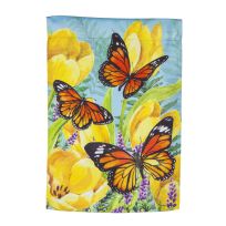 Evergreen Tulip and Butterfly Garden Suede Flag, 14S10693