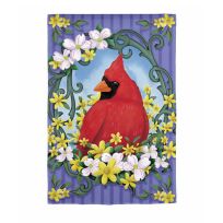 Evergreen Springtime Cardinal Garden Linen Flag, 14L10774