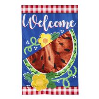 Evergreen Watermelon Welcome House Applique Flag, 159449