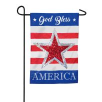 Evergreen God Bless America Reversible Star Garden Linen Flag, 14L9173BL