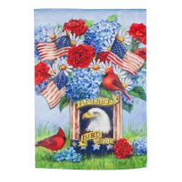 Evergreen Eagle Bird Seed Tin Garden Suede Flag, 14S10362