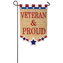 Evergreen Veteran & Proud Garden Burlap Flag, 14B3592
