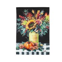 Evergreen Mason Jar with Flowers Garden Waffle Flag, 14W10473