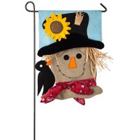 Evergreen Scarecrow Season Garden Burlap Flag, 14B4516BL