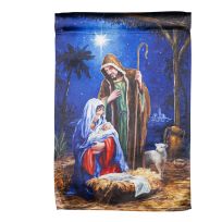 Evergreen Holy Night Nativity Garden Lustre Flag, 14LU10602